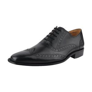 LIBERTYZENO Mens Black Leather Oxford Style Dress Shoes